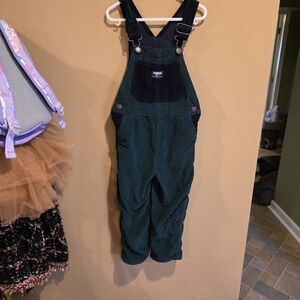 OshKosh B'gosh Dark Green Corduroy Overalls with Black Bib